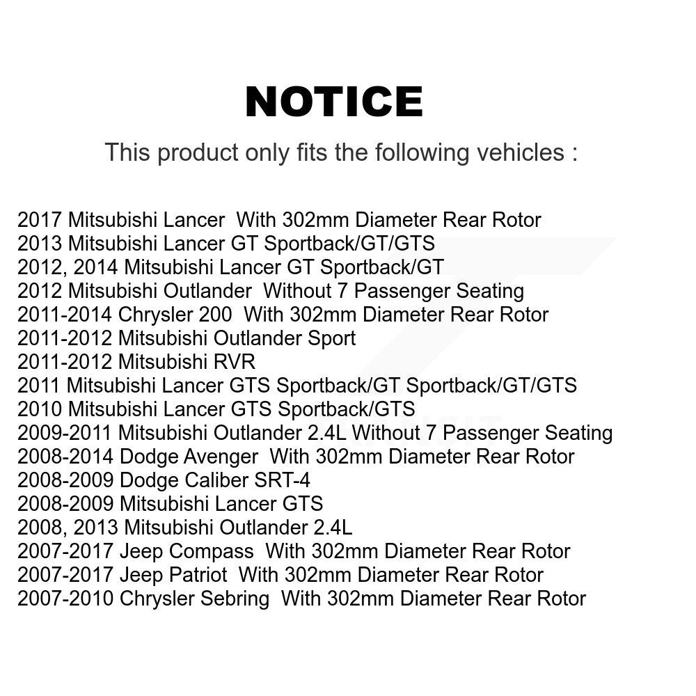 [Arrière] Kit de disque (percé rainuré revêtu) de frein pour Jeep Patriot Dodge Chrysler Compass Avenger 200 Mitsubishi Sebring Lancer Caliber Outlander Sport RVR KD-100138