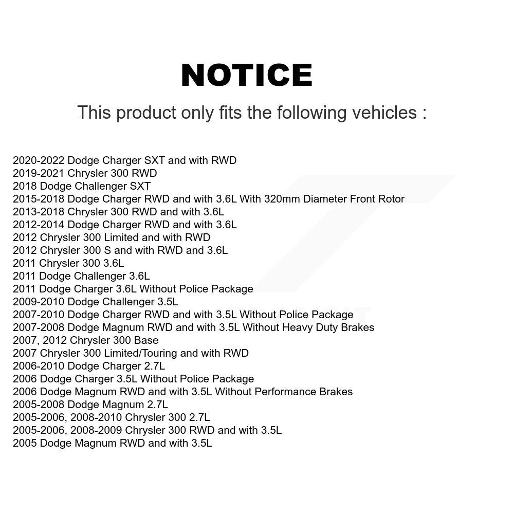 [Avant + Arrière] Kit de disque (percé rainuré revêtu) de frein pour Dodge Charger Chrysler 300 Challenger Magnum KD-100243