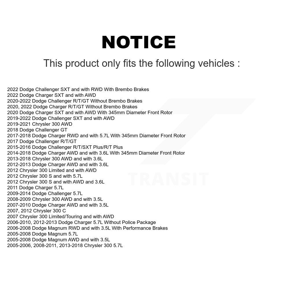 [Avant + Arrière] Kit de disque (percé rainuré revêtu) de frein pour Dodge Charger Chrysler 300 Challenger Magnum KD-100245