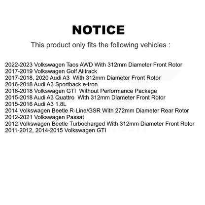 [Avant + Arrière] Kit de disque (percé rainuré revêtu) de frein pour Volkswagen Passat GTI Audi A3 Beetle Quattro Golf Alltrack Sportback e-tron Taos KD-100280