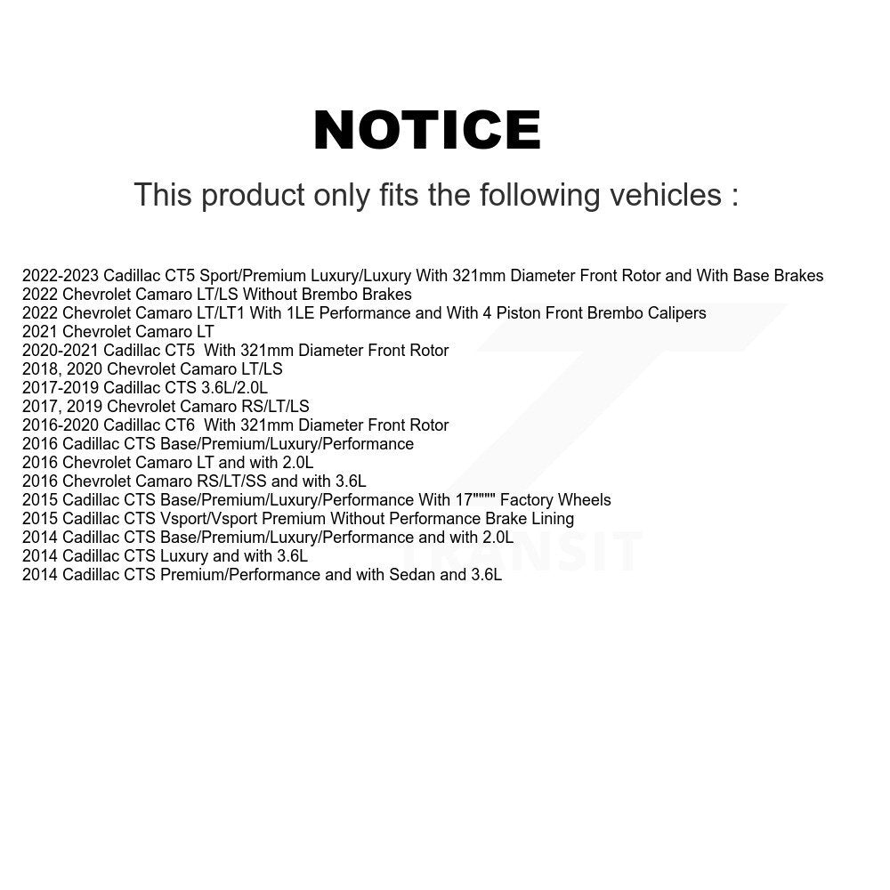 [Avant] Kit de disque (percé rainuré revêtu) de frein pour Chevrolet Camaro Cadillac CTS CT6 CT5 KD-100400