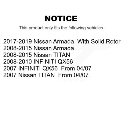 [Avant et Arrière] Disque de frein pour Nissan TITAN Armada INFINITI QX56 KD-100486