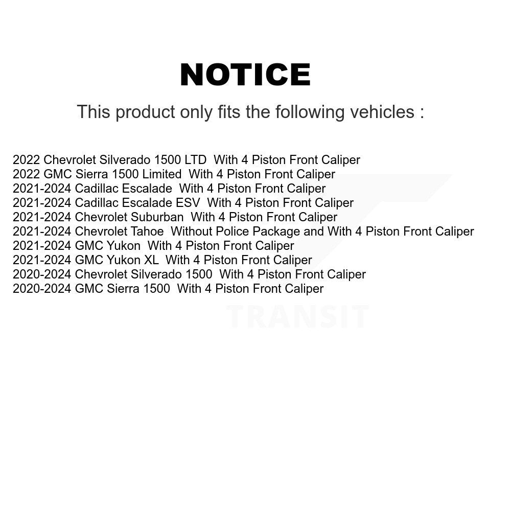 [Avant + Arrière] Kit de disque (percé rainuré revêtu) de frein pour Chevrolet Silverado 1500 GMC Sierra Cadillac Tahoe Yukon Suburban Escalade XL ESV LTD Limited KD-100595