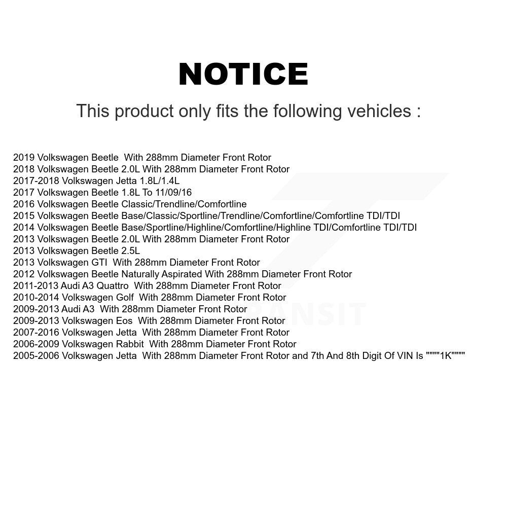 [Avant] Disque et plaquette de frein pour Volkswagen Jetta Golf Beetle Audi KDA-100089