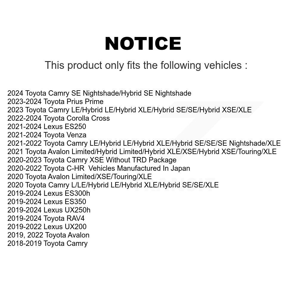 [Avant] Disque et plaquette de frein pour Toyota RAV4 Camry Corolla Cross Lexus KDA-100129