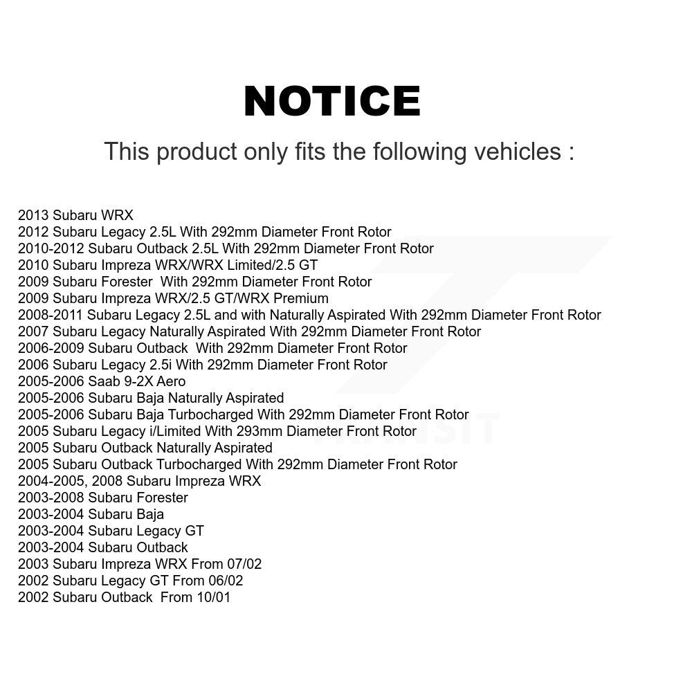 [Avant] Disque et plaquette de frein pour Subaru Outback Impreza Forester Legacy KDA-100140