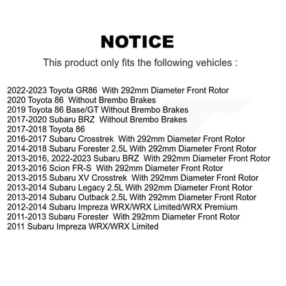 [Avant] Disque et plaquette de frein pour Subaru Forester Impreza XV Crosstrek BRZ KDA-100165
