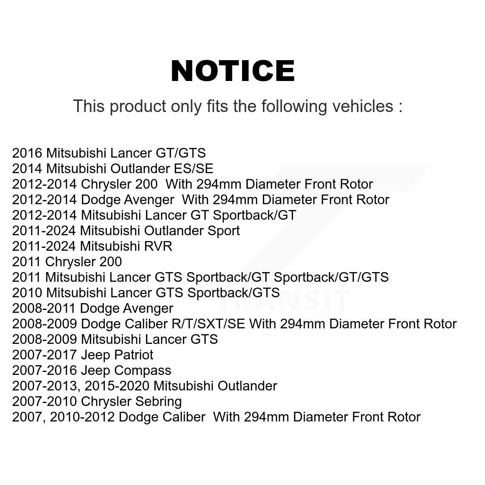 [Avant] Disque et plaquette de frein pour Mitsubishi Jeep RVR Outlander Patriot KDA-100200