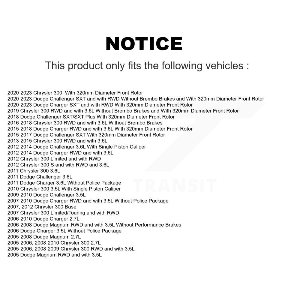 [Avant] Disque et plaquette de frein pour Dodge Chrysler 300 Charger Challenger KDA-100255