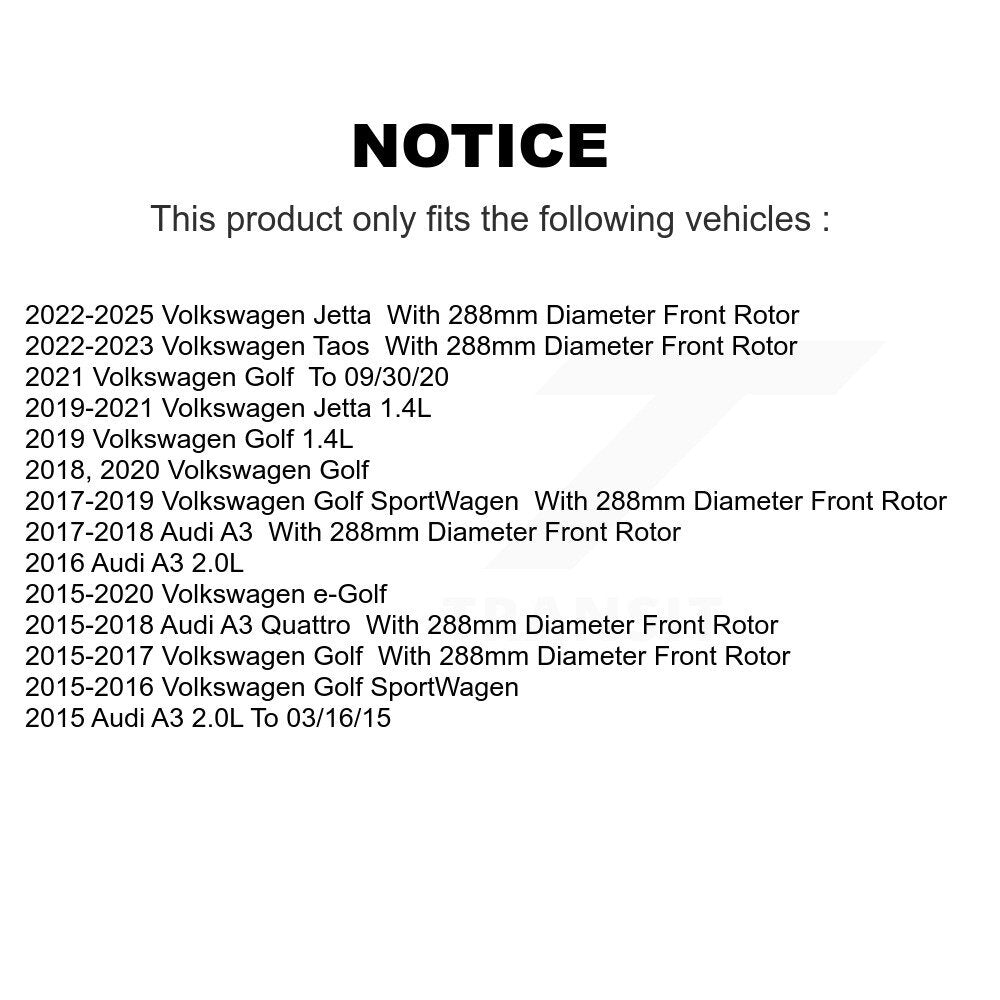 [Avant] Disque et plaquette de frein pour Volkswagen Jetta Golf SportWagen Taos A3 KDA-100279
