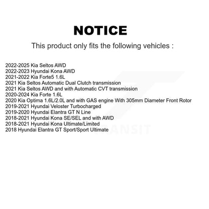 [Avant] Disque et plaquette de frein pour Kia Hyundai Kona Seltos Forte Elantra GT KDA-100296