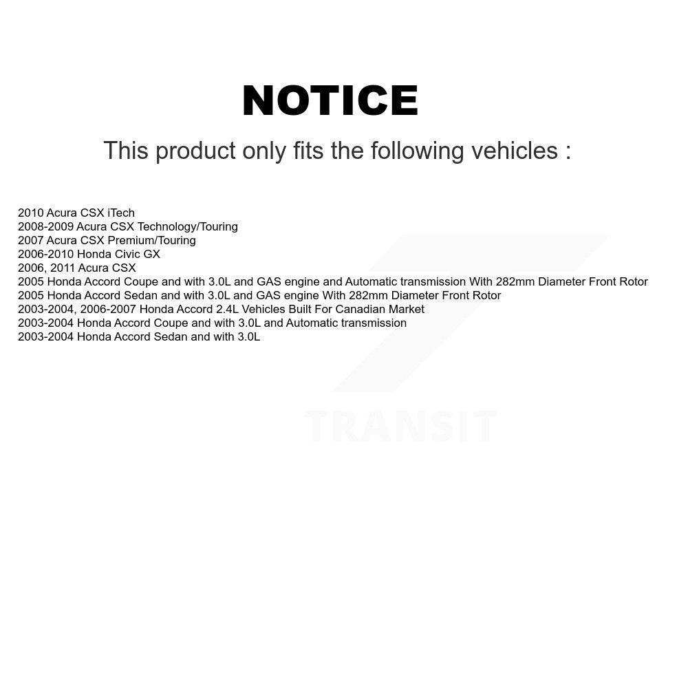[Avant] Disque et plaquette de frein pour Honda Civic Accord Acura CSX KDA-100335