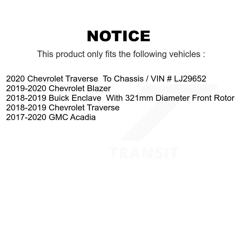 [Avant] Disque et plaquette de frein pour Chevrolet Traverse GMC Acadia Blazer KDA-100540