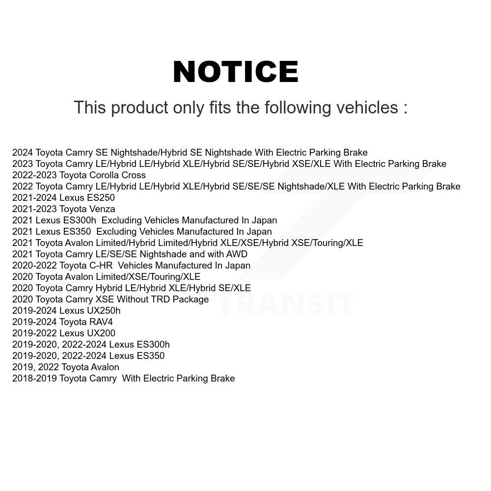 [Avant et Arrière] Disque et plaquette de frein pour Toyota RAV4 Camry Corolla Cross KDA-101306