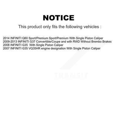 [Avant et Arrière] Disque et plaquette de frein pour INFINITI G37 G35 Q60 KDA-101399
