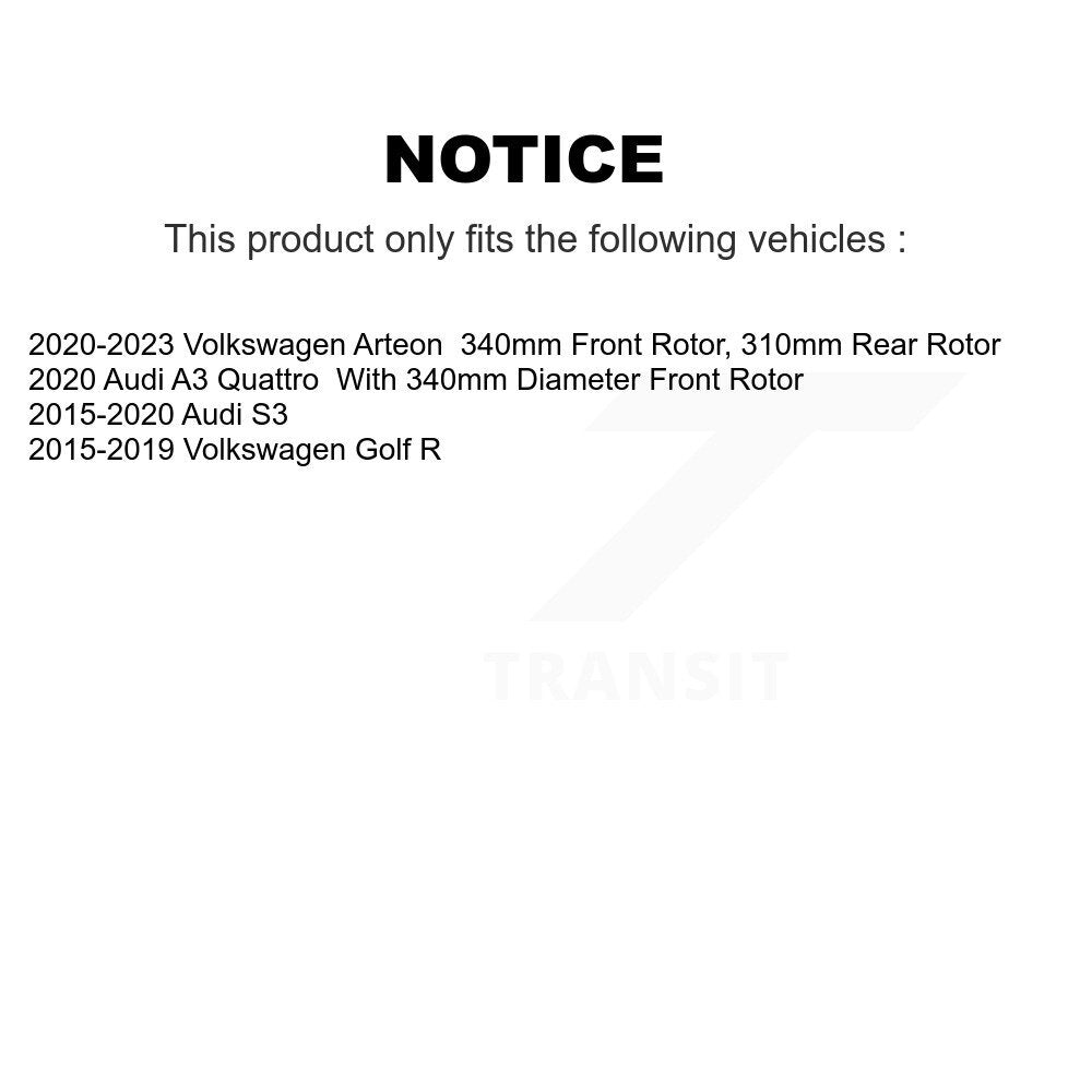 [Avant et Arrière] Disque et plaquette de frein pour Volkswagen Golf R Audi S3 A3 Arteon KDA-101610