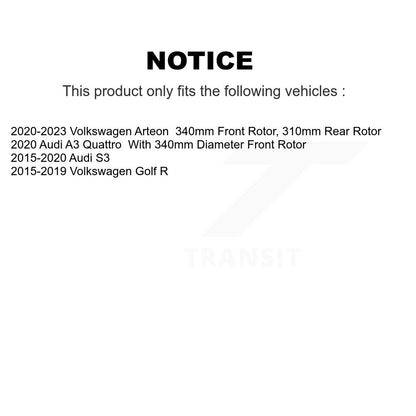 [Avant et Arrière] Disque et plaquette de frein pour Volkswagen Golf R Audi S3 A3 Arteon KDA-101610