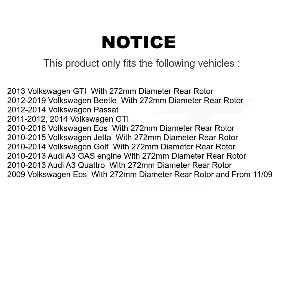 [Arrière] Disque et plaquette de frein pour Volkswagen Jetta Golf Beetle Passat KDA-101922