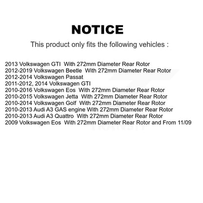 [Arrière] Disque et plaquette de frein pour Volkswagen Jetta Golf Beetle Passat KDA-101932