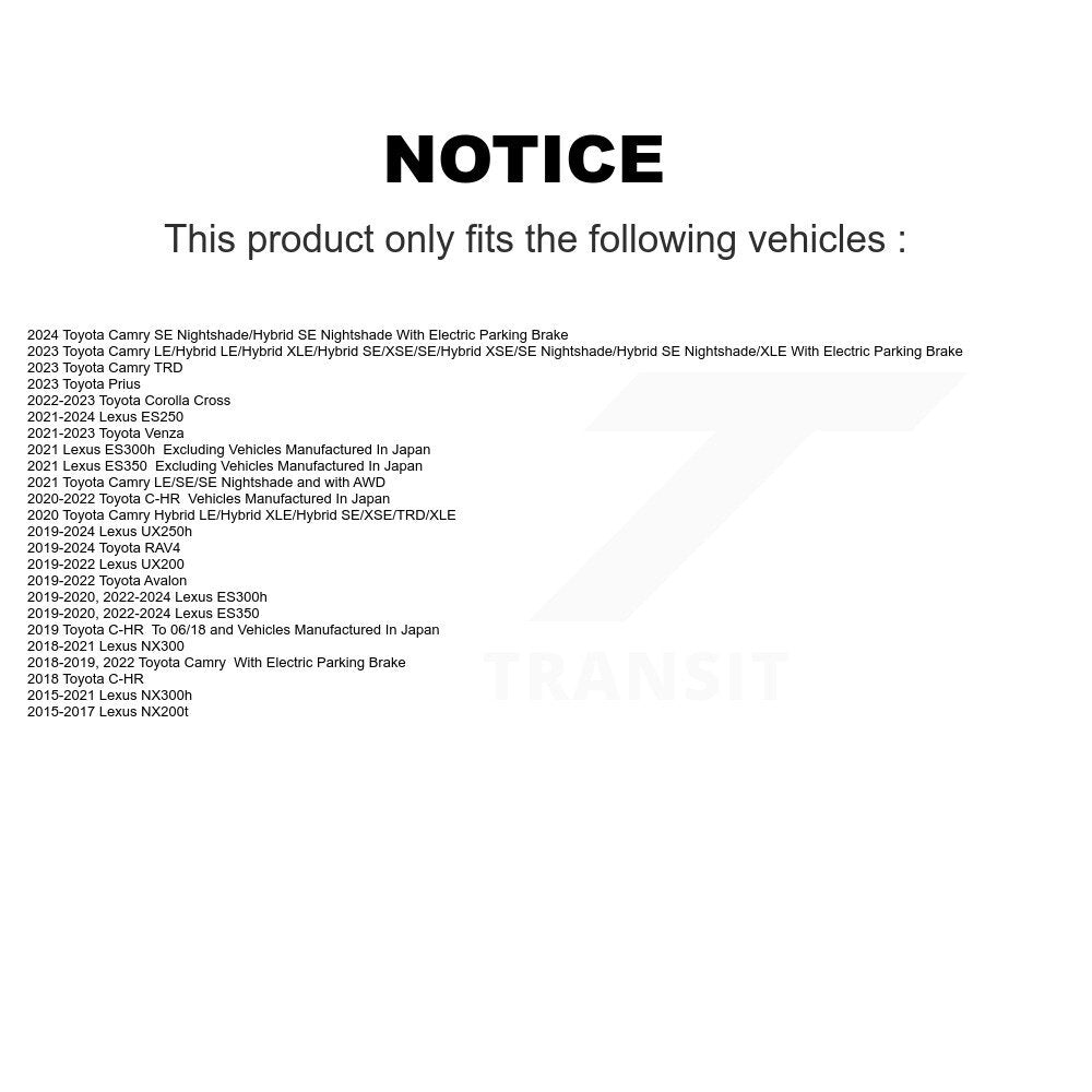 [Arrière] Disque et plaquette de frein pour Toyota RAV4 Camry Lexus C-HR NX300 Cross KDA-102064