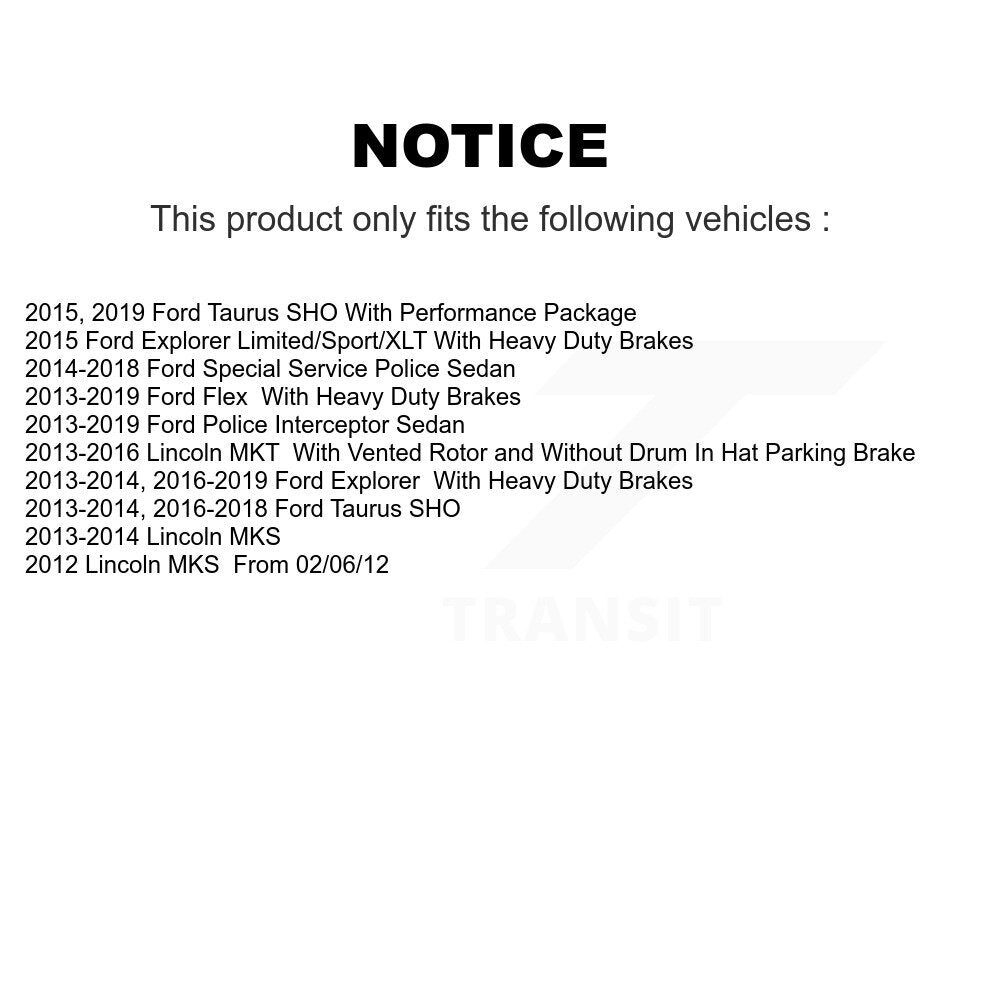 [Arrière] Disque et plaquette de frein pour Ford Explorer Flex Taurus Police KDA-102081