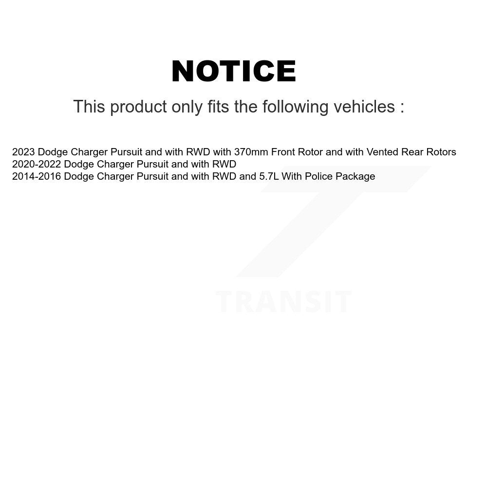 [Arrière] Disque et plaquette de frein pour Dodge Charger KDA-102094
