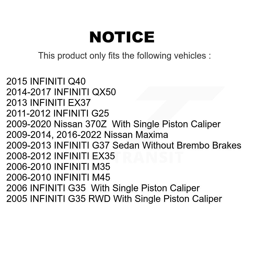 [Arrière] Disque et plaquette de frein pour INFINITI Nissan Maxima G37 QX50 EX35 370Z KDA-102200