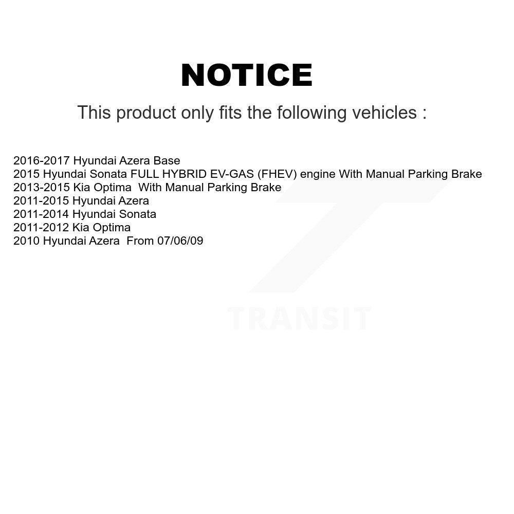 [Arrière] Disque et plaquette de frein pour Hyundai Sonata Kia Optima Azera KDA-102207