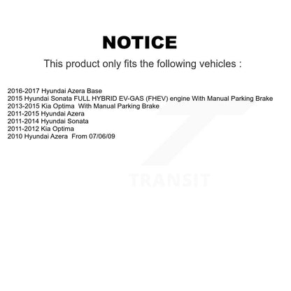 [Arrière] Disque et plaquette de frein pour Hyundai Sonata Kia Optima Azera KDA-102208
