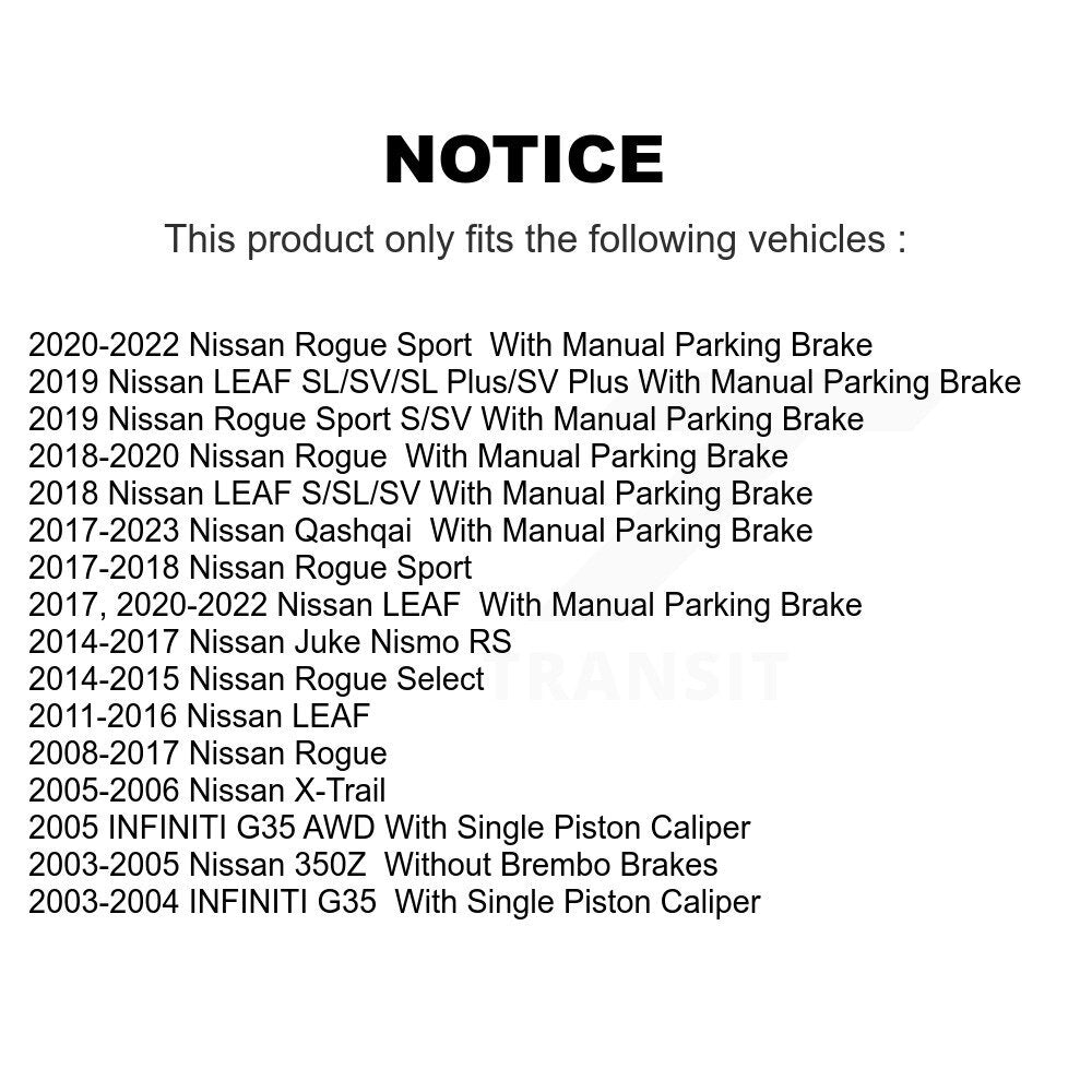 [Arrière] Disque et plaquette de frein pour Nissan Rogue Sport Qashqai LEAF Juke G35 KDA-102257