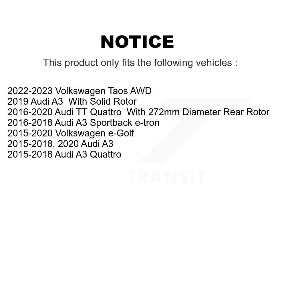 [Arrière] Disque et plaquette de frein pour Volkswagen Taos Audi A3 Quattro e-Golf TT KDA-102281