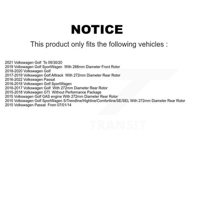 [Arrière] Disque et plaquette de frein pour Volkswagen Golf SportWagen Passat GTI KDA-102282