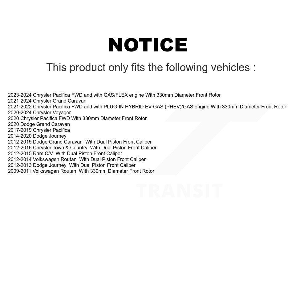 [Avant] Disque et plaquette de frein pour Dodge Grand Caravan Journey Town & KDA-102748