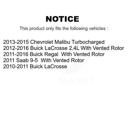 [Arrière] Disque et plaquette de frein pour Buick Chevrolet Malibu LaCrosse Regal 9-5 KDA-102916