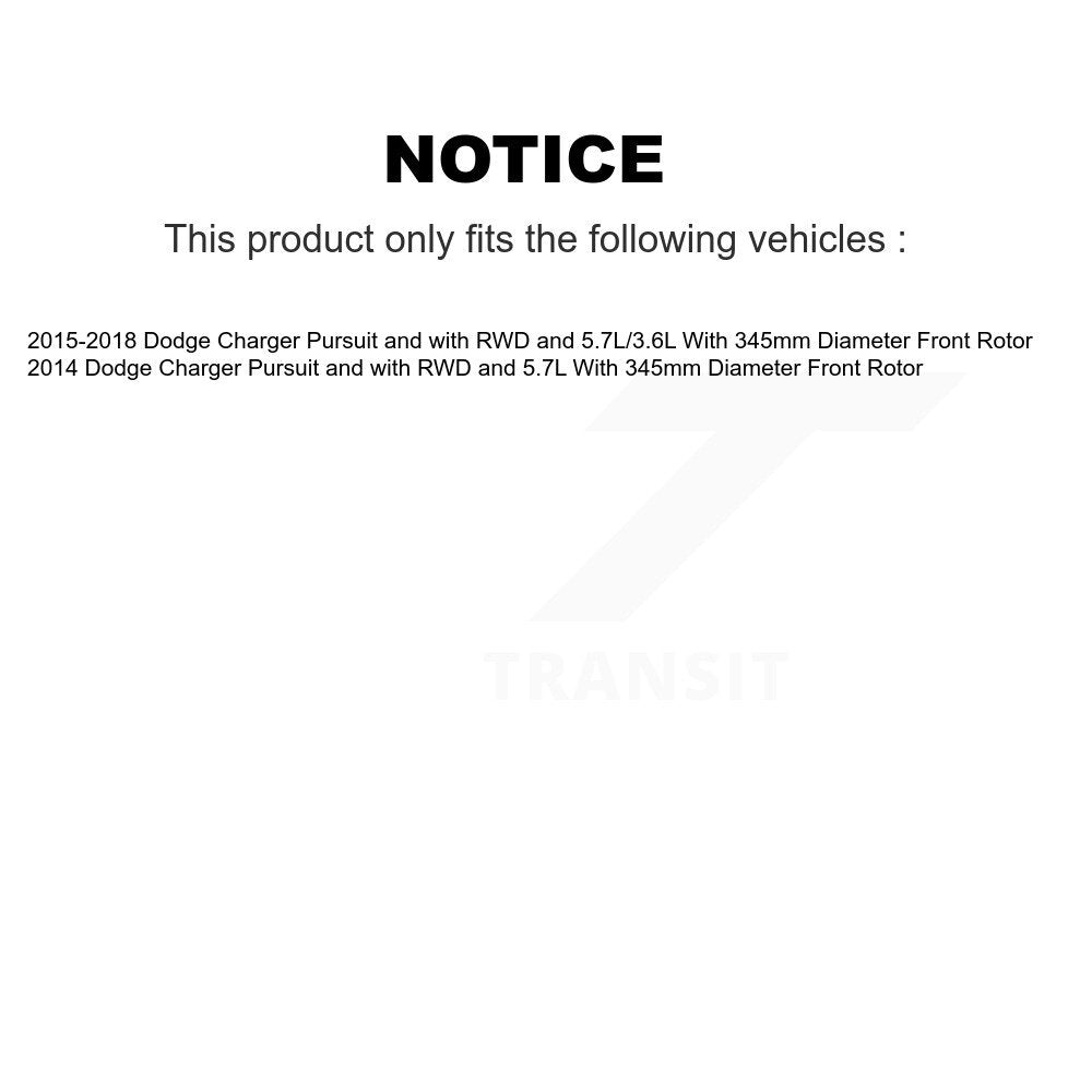 [Avant] Disque et plaquette de frein pour Dodge Charger KDA-102992