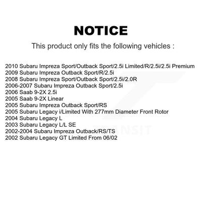 [Avant] Kit de disque (percé rainuré revêtu) et plaquette (céramique) de frein pour Subaru Impreza Legacy Saab 9-2X KDC-100009