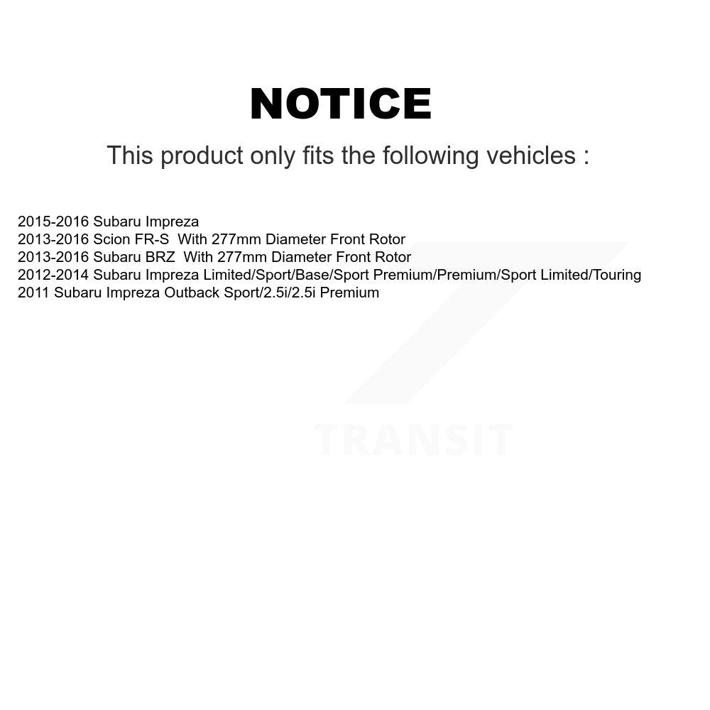 [Avant] Kit de disque (percé rainuré revêtu) et plaquette (céramique) de frein pour Subaru Impreza Scion FR-S BRZ KDC-100011