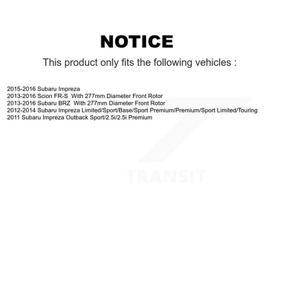 [Avant] Kit de disque (percé rainuré revêtu) et plaquette (céramique) de frein pour Subaru Impreza Scion FR-S BRZ KDC-100011