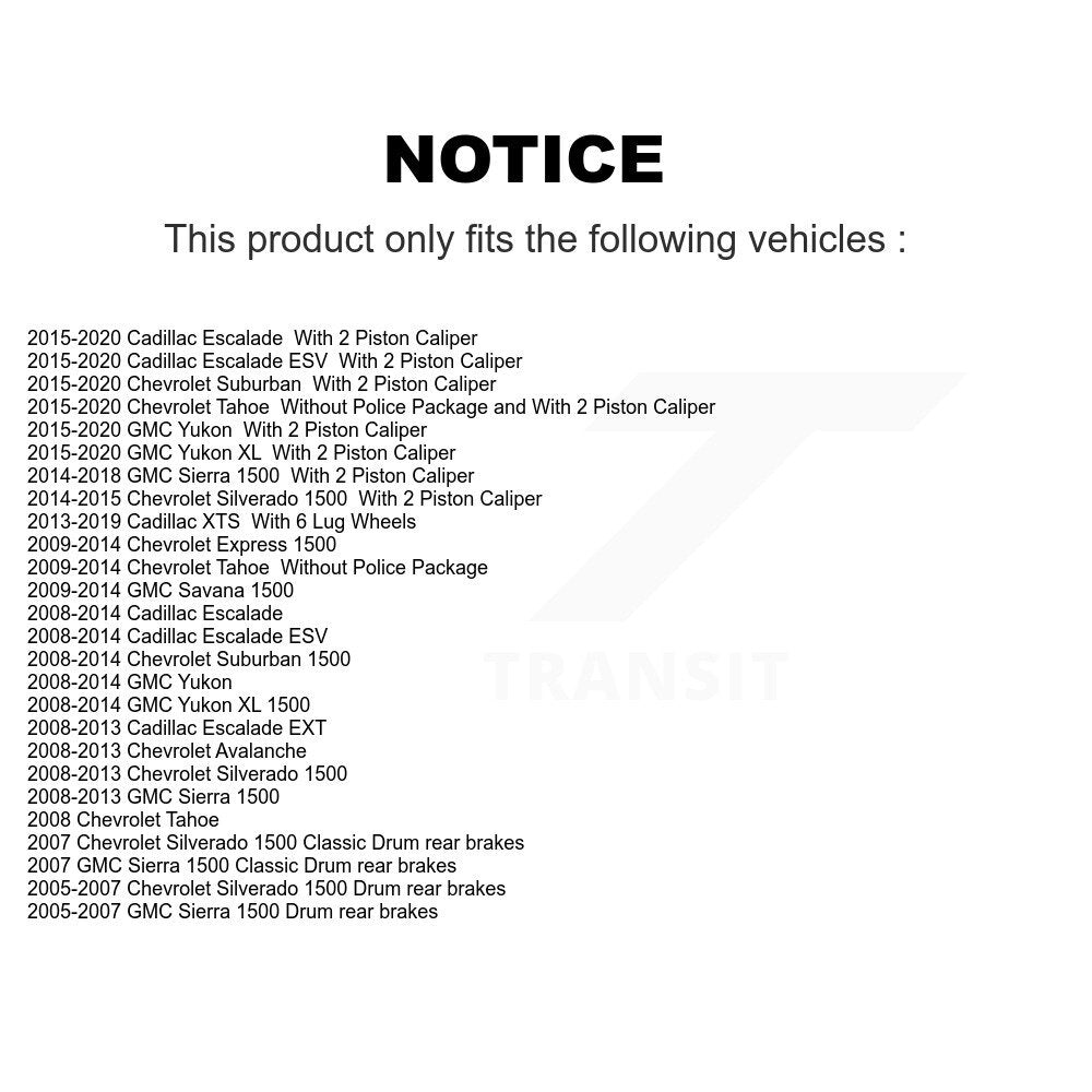 [Avant] Kit de disque (percé rainuré) et plaquette (céramique) de frein pour Chevrolet Silverado 1500 GMC Sierra Tahoe Cadillac Yukon Suburban Escalade XL Classic XTS Avalanche ESV Express LD EXT Savana KDC-100094