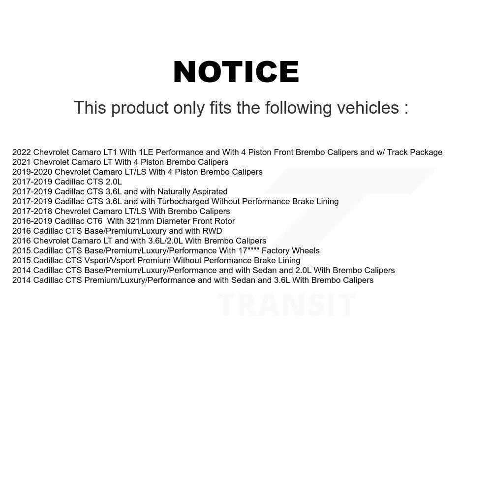 [Avant] Kit de disque (percé rainuré revêtu) et plaquette (céramique) de frein pour Chevrolet Camaro Cadillac CTS CT6 KDC-100099