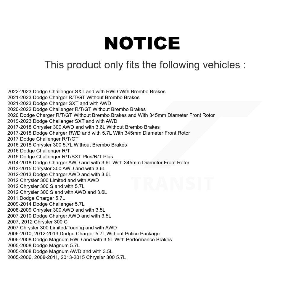 [Avant + Arrière] Kit de disque (percé rainuré revêtu) et plaquette (céramique) de frein pour Dodge Charger Chrysler 300 Challenger Magnum KDC-100313