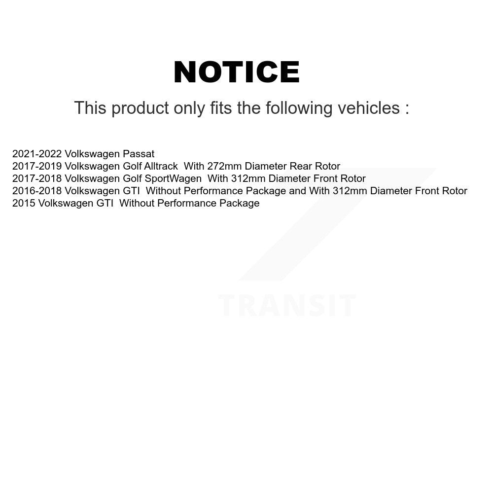 [Avant et Arrière] Disque et plaquette de frein pour Volkswagen Golf SportWagen GTI KDC-100489