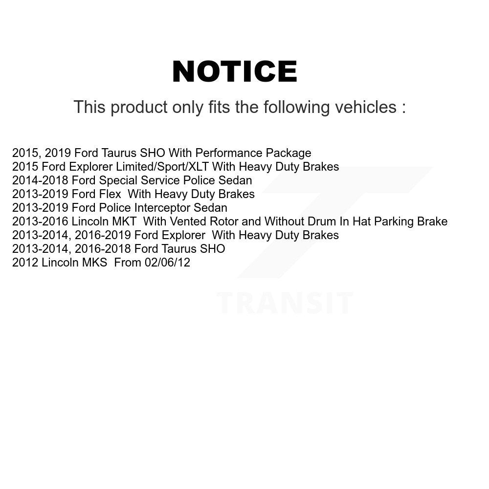 [Arrière] Kit de disque (percé rainuré revêtu) et plaquette (céramique) de frein pour Ford Explorer Taurus Flex Police Interceptor Sedan Lincoln MKT MKS Special Service KDC-100731