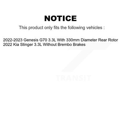 [Arrière] Disque et plaquette de frein pour Genesis G70 Kia Stinger 3.3L KDC-101247