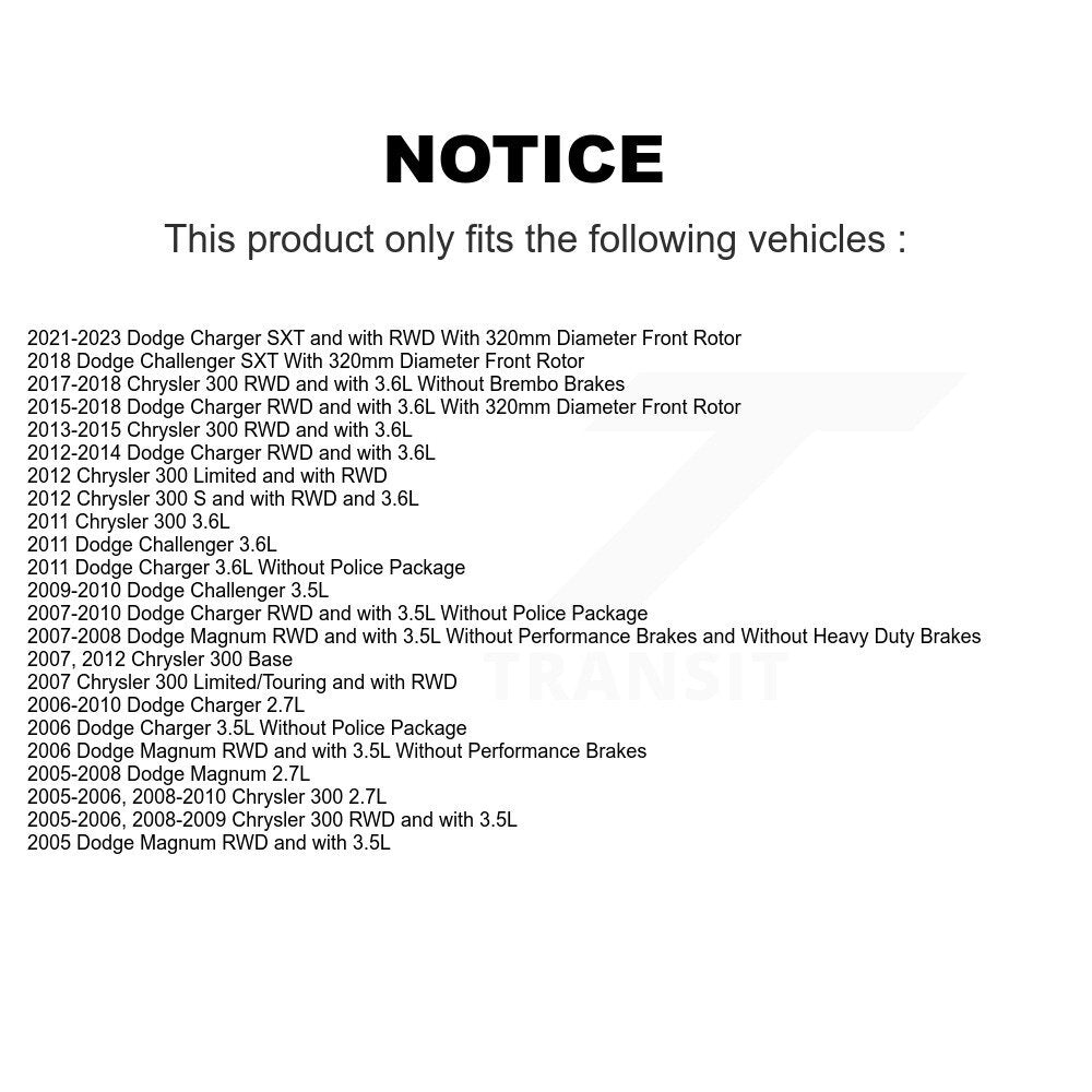 [Avant + Arrière] Kit de disque (percé rainuré revêtu) et plaquette (semi-métallique) de frein pour Dodge Charger Chrysler 300 Challenger Magnum KDF-100246