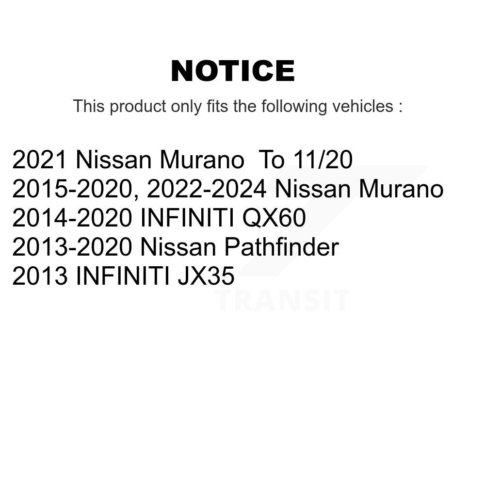 [Avant + Arrière] Kit de disque (percé rainuré revêtu) et plaquette (semi-métallique) de frein pour Nissan Pathfinder Murano INFINITI QX60 JX35 KDF-100386