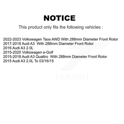 [Avant + Arrière] Kit de disque (percé rainuré revêtu) et plaquette (semi-métallique) de frein pour Audi A3 Quattro Volkswagen e-Golf Taos KDF-100578