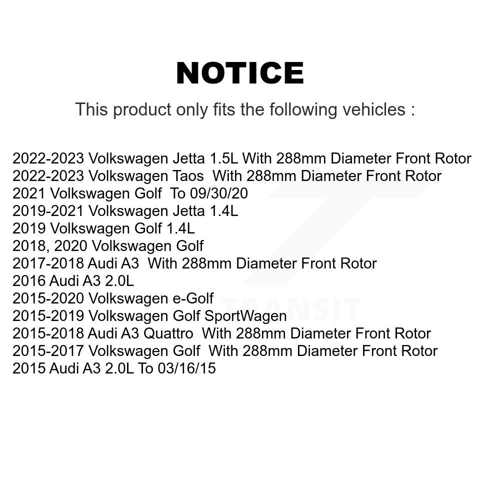 [Avant] Kit de disque (percé rainuré revêtu) et plaquette (semi-métallique) de frein pour Volkswagen Jetta Audi Golf A3 SportWagen Quattro e-Golf Taos KDF-100598