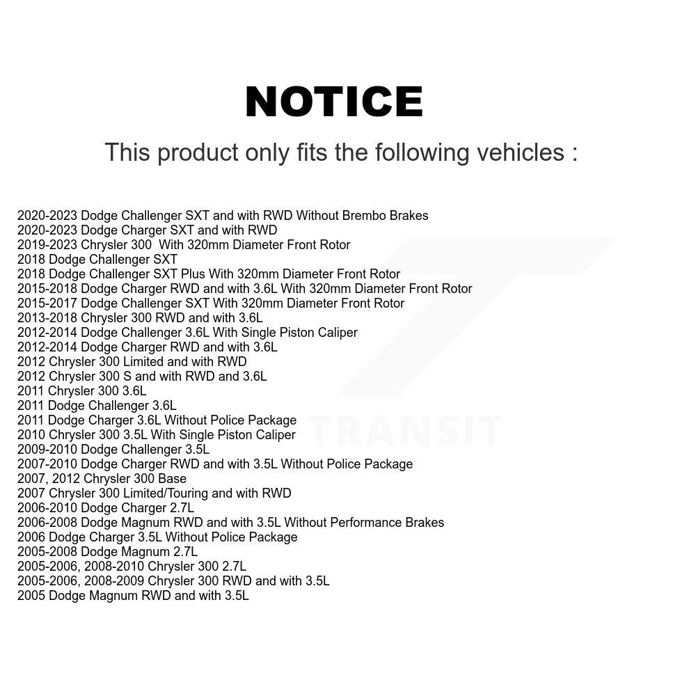 [Avant] Kit de disque (percé rainuré revêtu) et plaquette (semi-métallique) de frein pour Dodge Charger Chrysler 300 Challenger Magnum KDS-100034