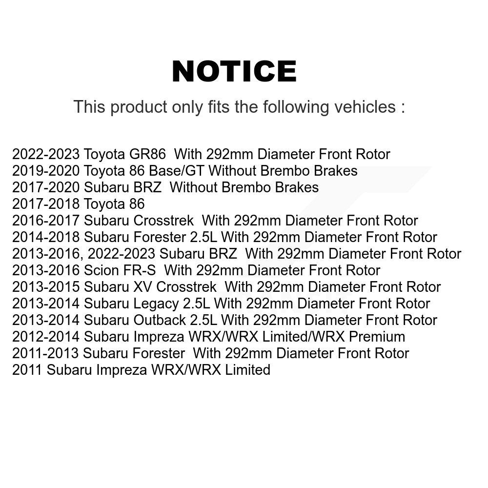[Avant] Kit de disque (percé rainuré revêtu) et plaquette (semi-métallique) de frein pour Subaru Forester Impreza Outback XV Crosstrek Legacy Scion FR-S BRZ Toyota 86 KDS-100066